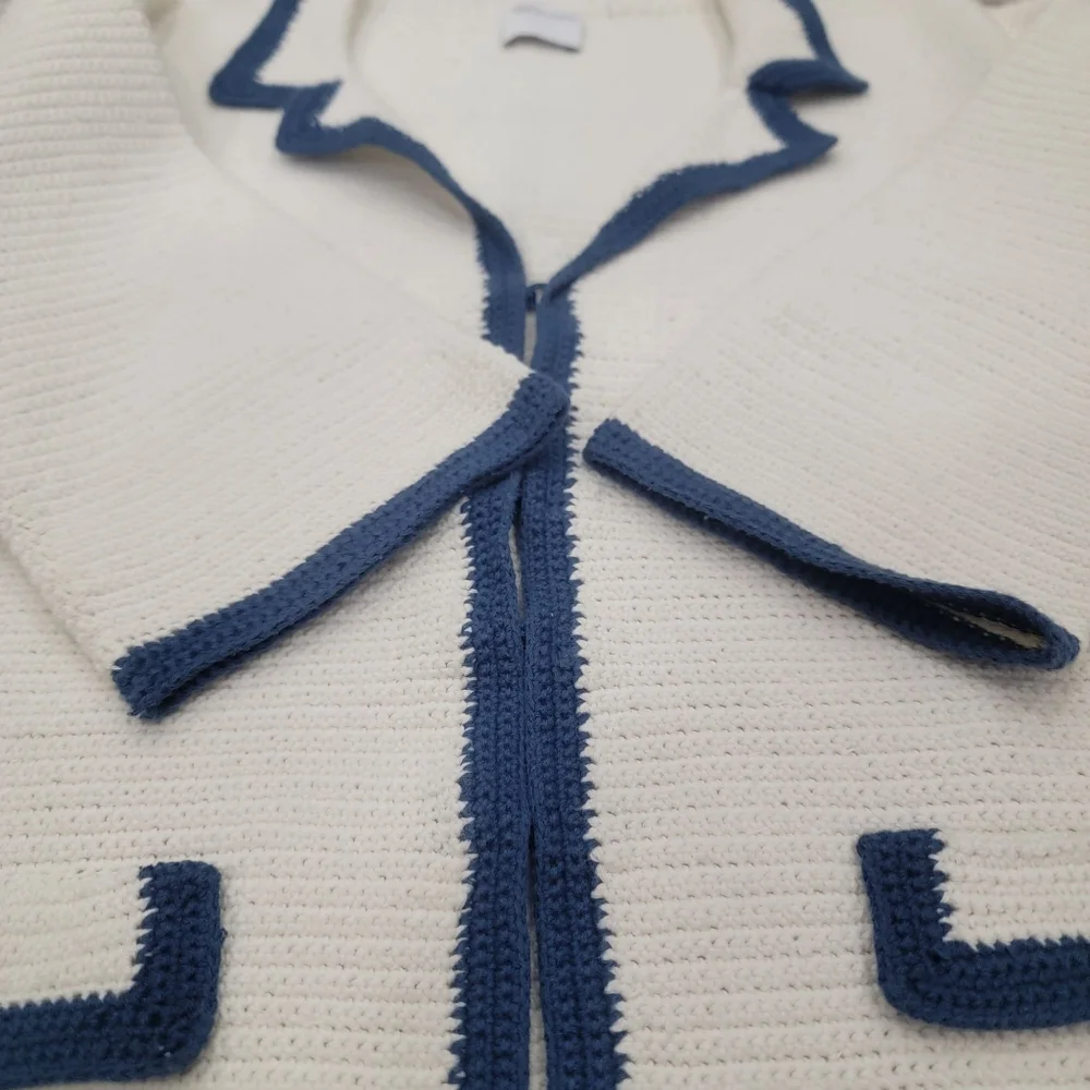 Red Valentino Woven Cardigan Blazer Cream Blue Knit Jacket Women’s XS - Picture 11 of 17
